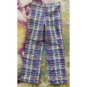 Vintage 60s 70s Corbin Pit Loom Madras Pants Sz 30x30 Plaid Hand Woven Golf